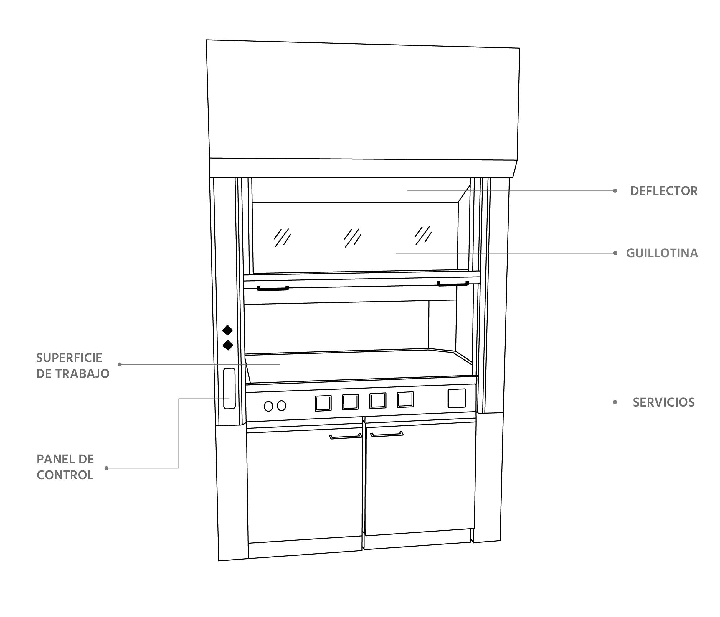 Describir qué elementos componen la vitrina de gases